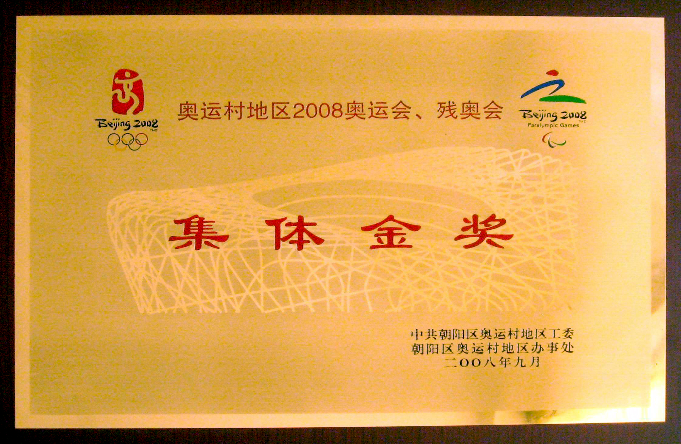 2008奥运会安保集体金奖